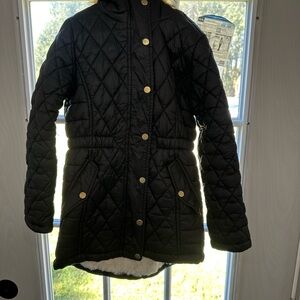 Girls black fur insulated jacket size 8